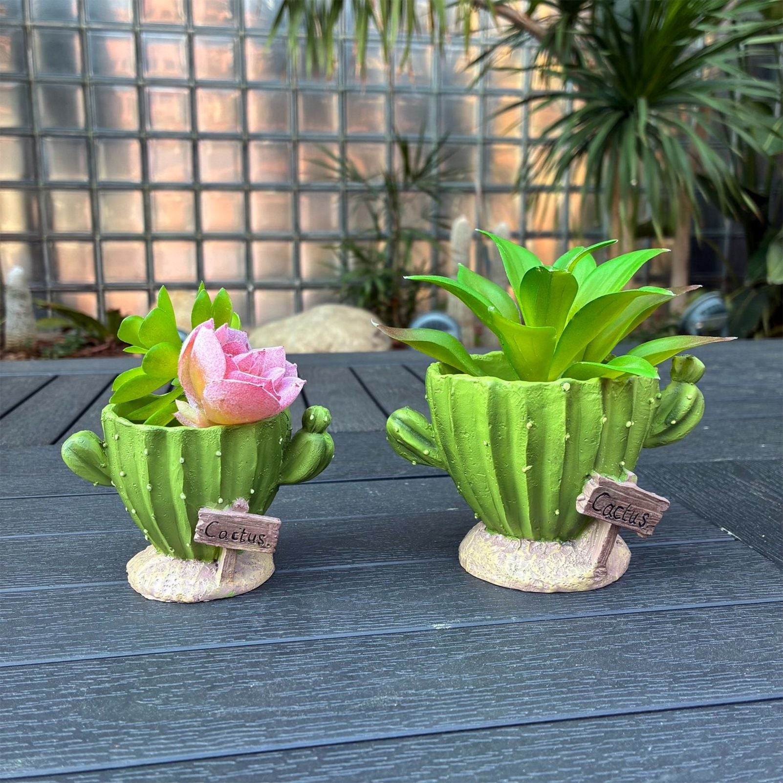 Cactu-Shaped Resin Planter - Mini Multi-Opening Flower Pot for Desktop, Garden, Office Decor, Unique Gift for V1199-DT-TB-SZ002