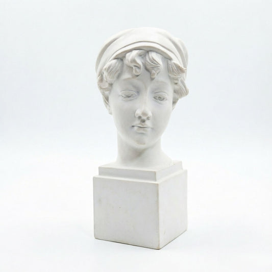 Elegant Girl with a Headscarf Resin Bust Sculpture Flower Vase - Classic European Style Figurine for Home V1199-DT-TB-SZ006
