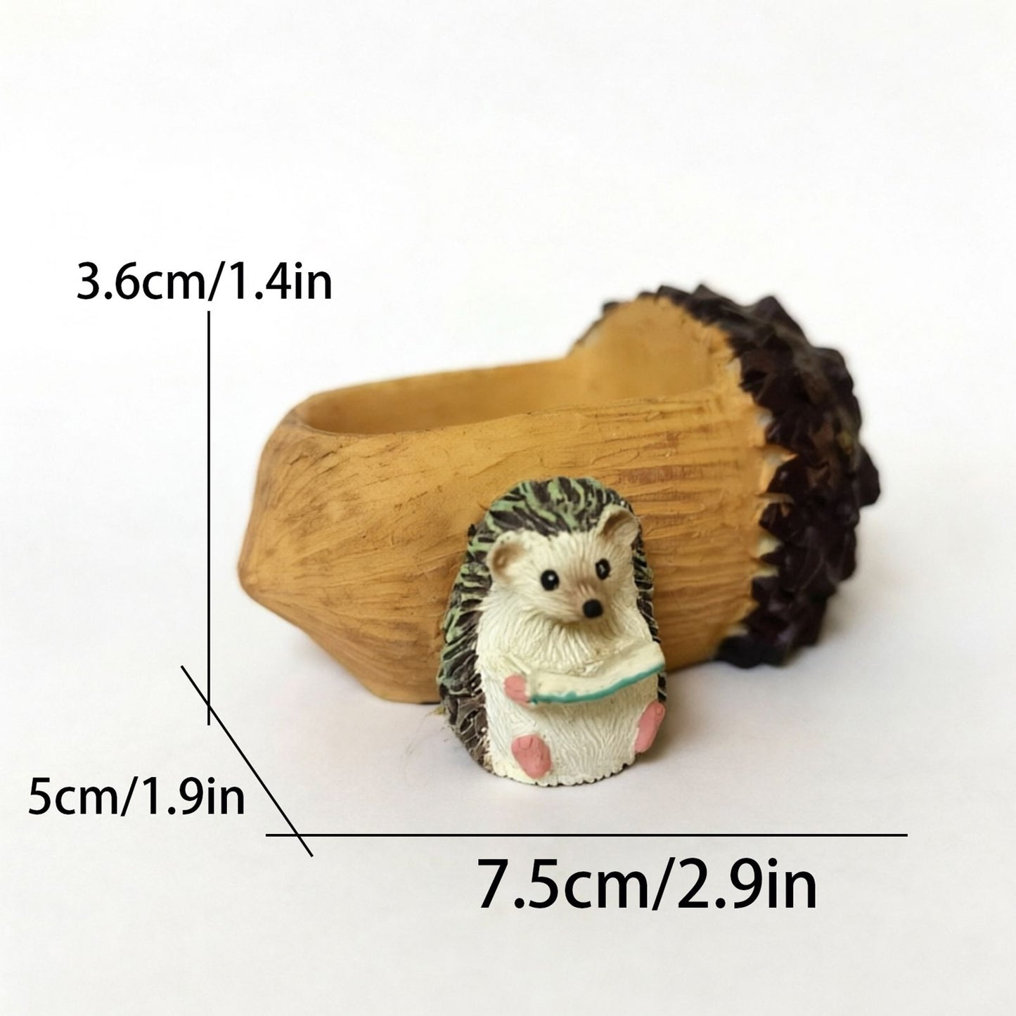 Creative Hedgehog Pinecone Resin Planter, Mini Succulent Pot for Indoor & Outdoor Garden Decor V1199-DT-TB-SZ008