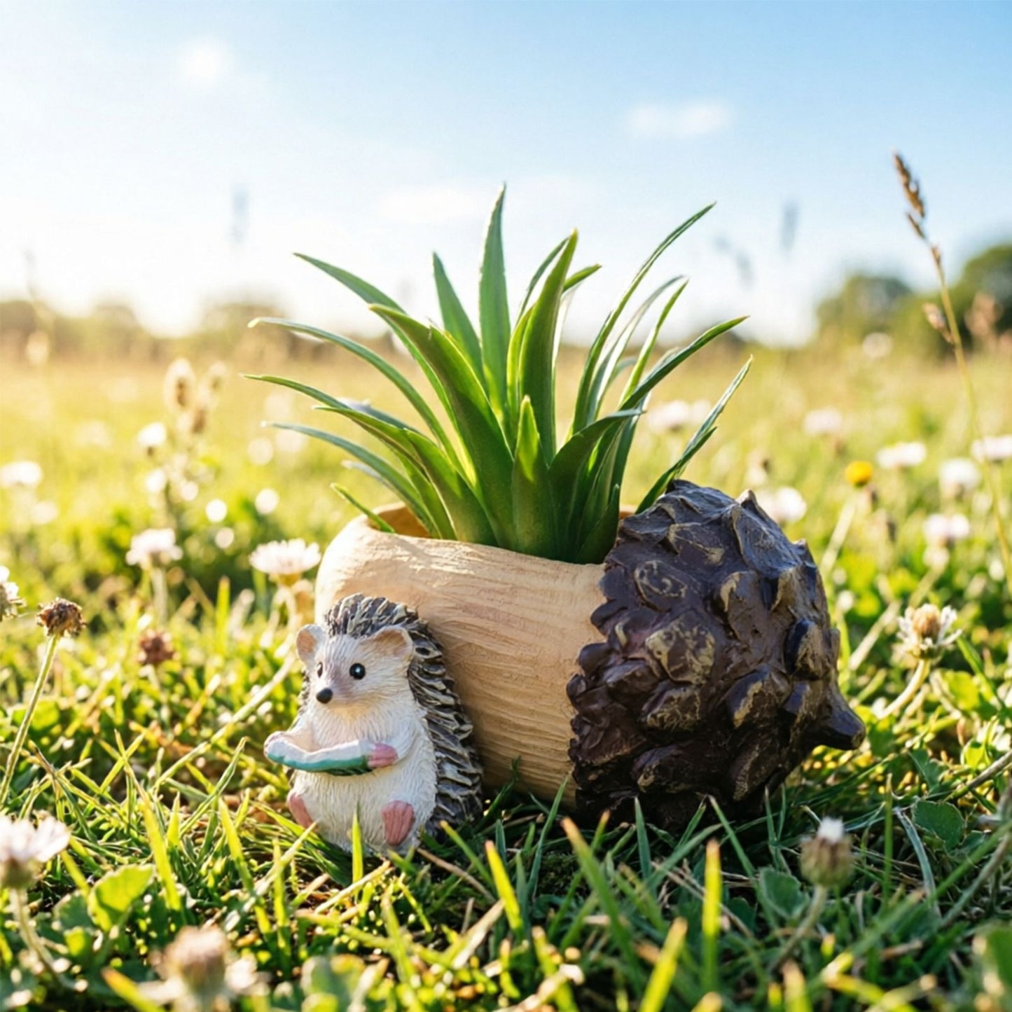 Creative Hedgehog Pinecone Resin Planter, Mini Succulent Pot for Indoor & Outdoor Garden Decor V1199-DT-TB-SZ008