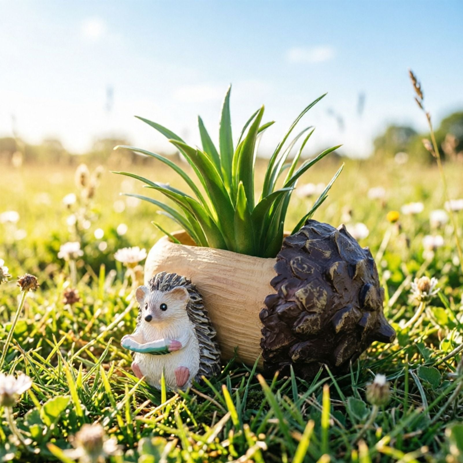 Creative Hedgehog Pinecone Resin Planter, Mini Succulent Pot for Indoor & Outdoor Garden Decor V1199-DT-TB-SZ008