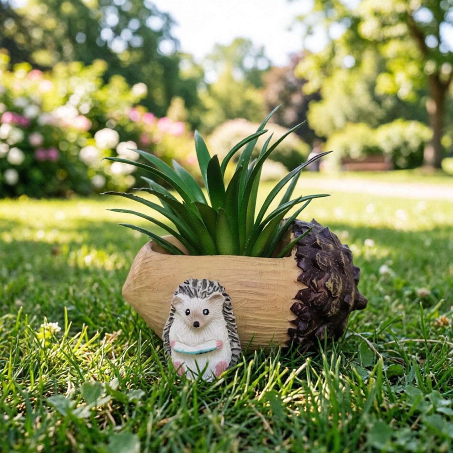 Creative Hedgehog Pinecone Resin Planter, Mini Succulent Pot for Indoor & Outdoor Garden Decor V1199-DT-TB-SZ008