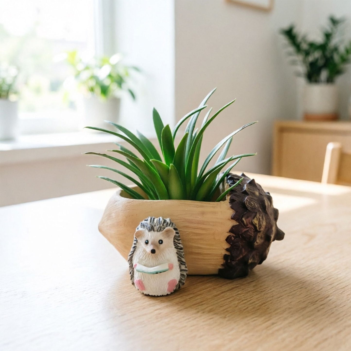 Creative Hedgehog Pinecone Resin Planter, Mini Succulent Pot for Indoor & Outdoor Garden Decor V1199-DT-TB-SZ008