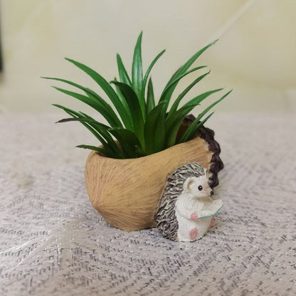 Creative Hedgehog Pinecone Resin Planter, Mini Succulent Pot for Indoor & Outdoor Garden Decor V1199-DT-TB-SZ008