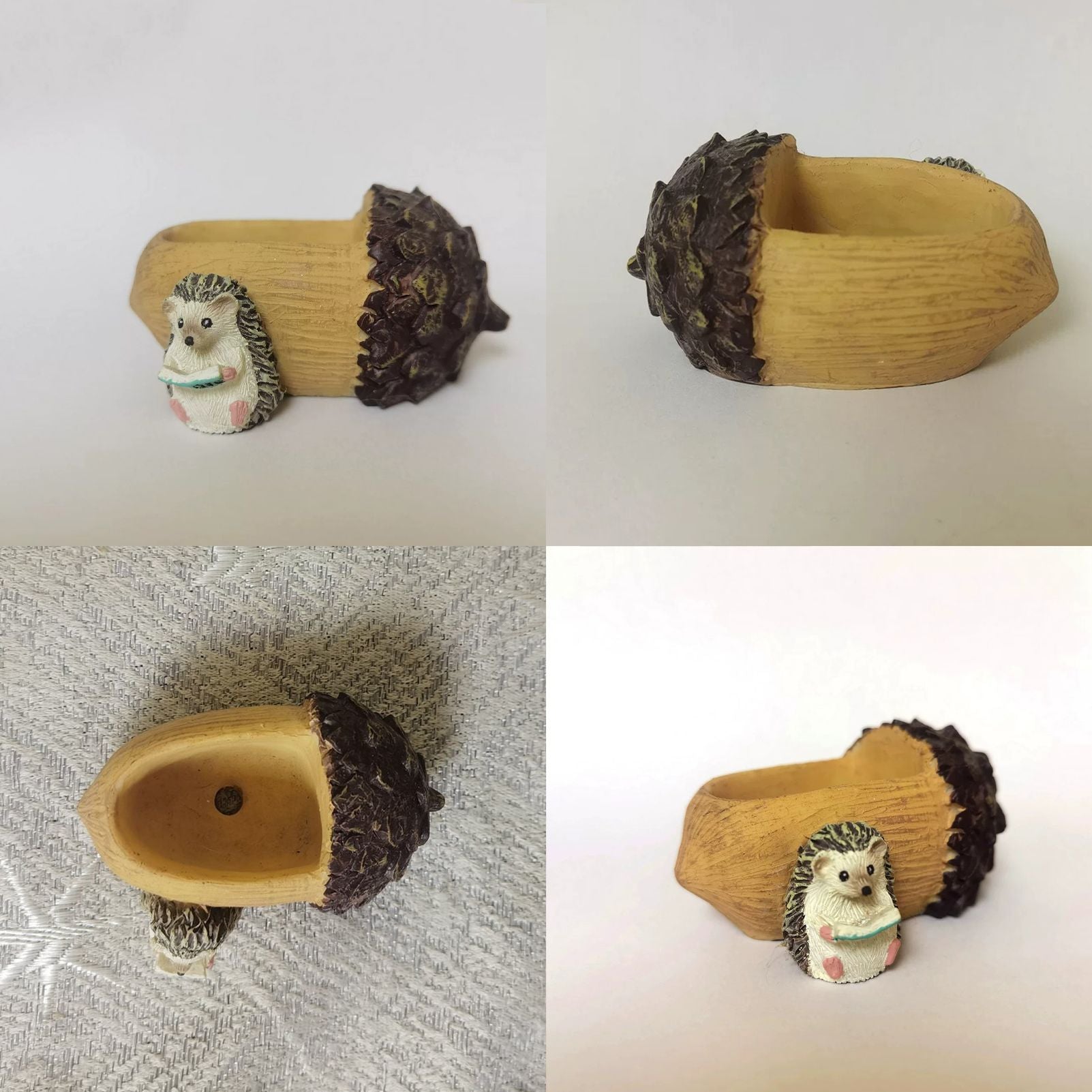 Creative Hedgehog Pinecone Resin Planter, Mini Succulent Pot for Indoor & Outdoor Garden Decor V1199-DT-TB-SZ008