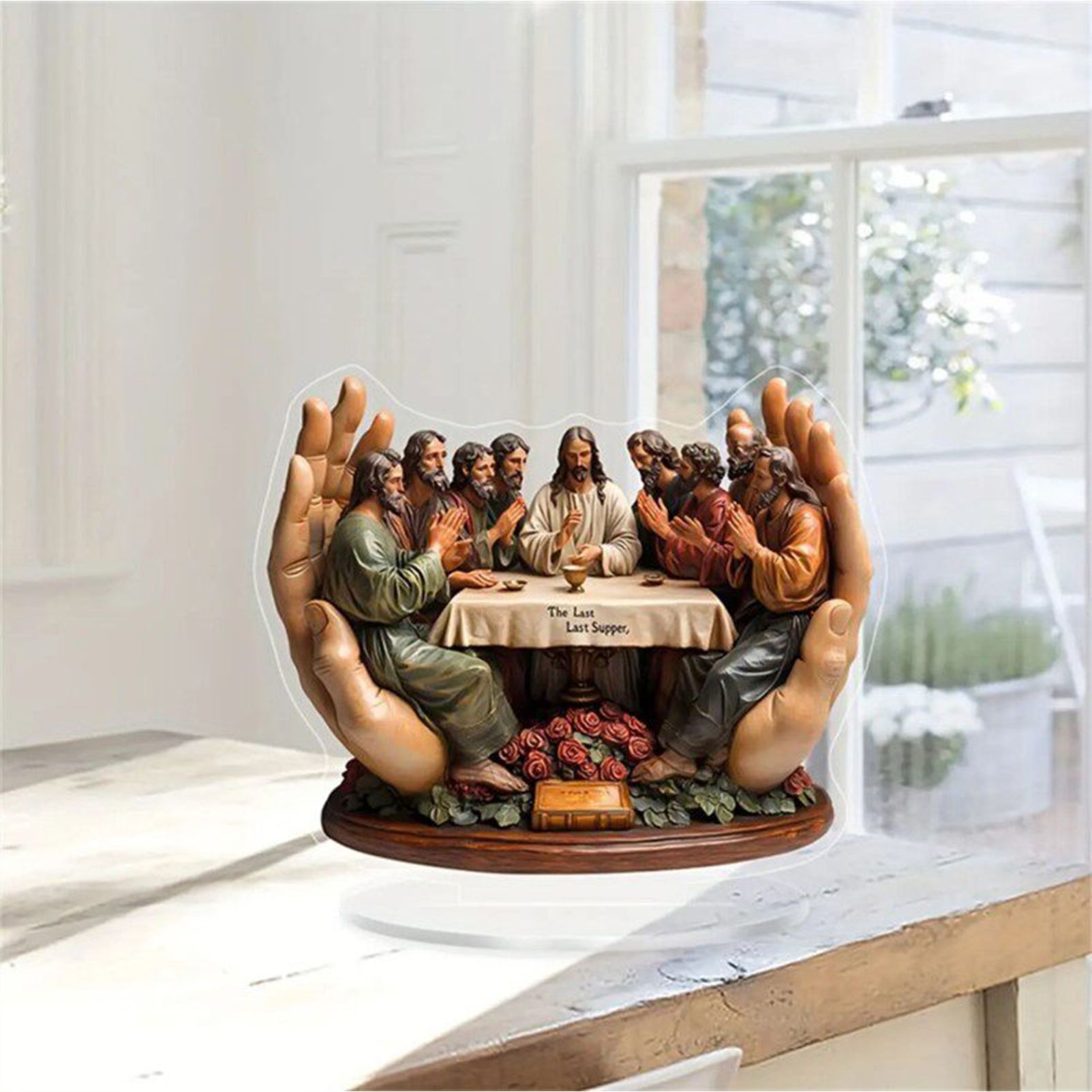 Acrylic "The Last Supper" Tabletop Statue - Religious Art Decor for Home & Office V1199-DT-TB-YKL001