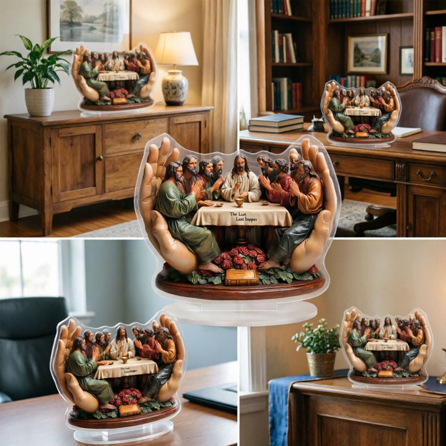 Acrylic "The Last Supper" Tabletop Statue - Religious Art Decor for Home & Office V1199-DT-TB-YKL001