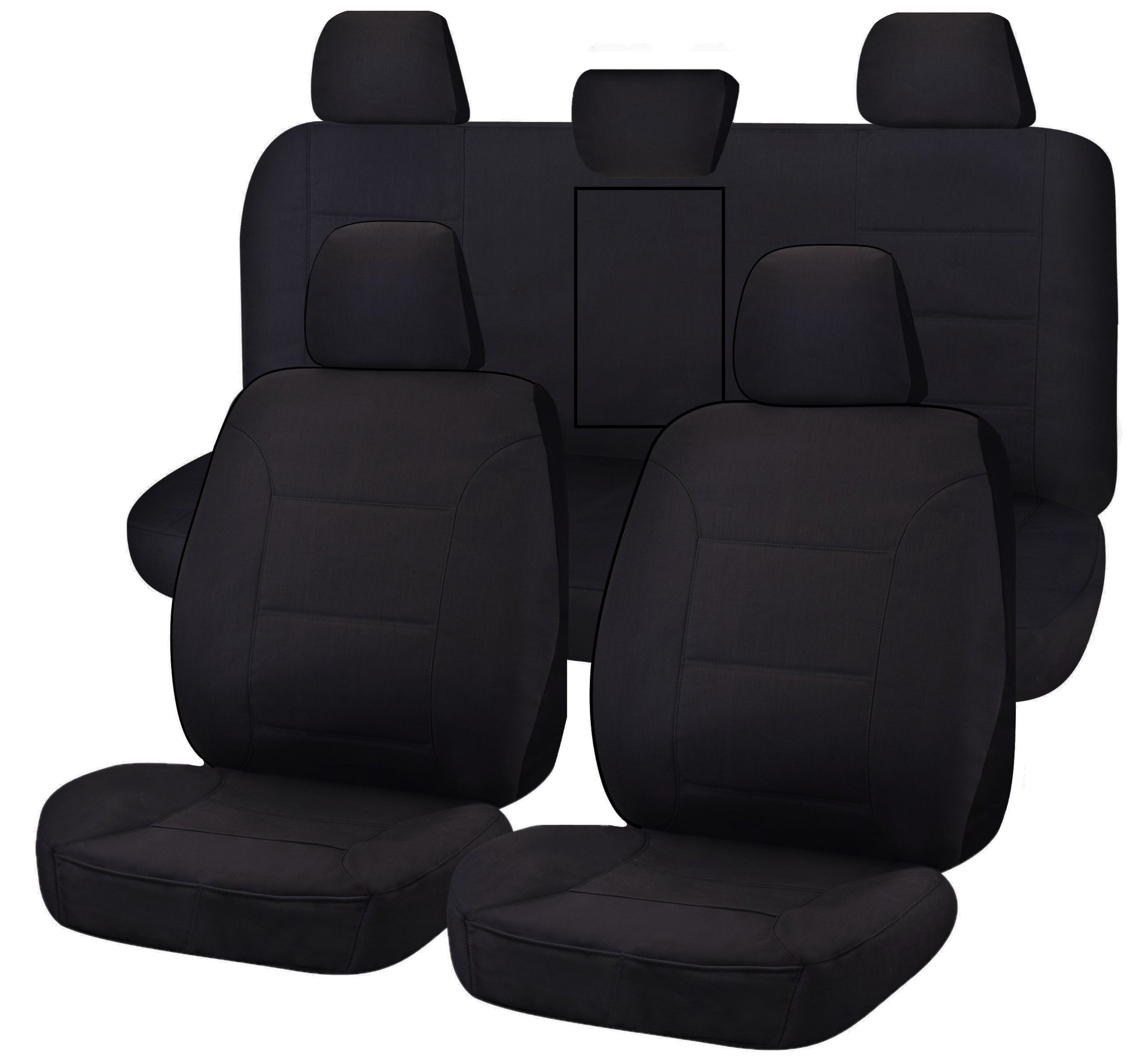 Seat Covers for TOYOTA HILUX 08/2015 - ON DUAL CAB UTILITY FR 40/60 SPLIT BASE WITH A/REST BLACK CHALLENGER V121-CHTMHIL1004