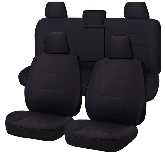 Seat Covers for TOYOTA HILUX 08/2015 - ON DUAL CAB UTILITY FR 40/60 SPLIT BASE WITH A/REST BLACK CHALLENGER V121-CHTMHIL1004