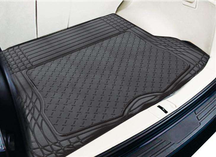 ALUMINIUM LOOK 1-Piece Boot Mat - BLACK [Rubber/Aluminium Look] V121-CMTBOOTBLK