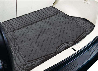 ALUMINIUM LOOK 1-Piece Boot Mat - BLACK [Rubber/Aluminium Look] V121-CMTBOOTBLK