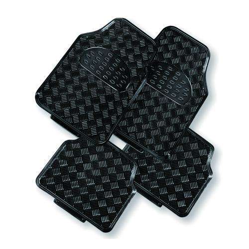 VENOM 4-Piece Car Mat - BLACK [Rubber/Aluminium Look] V121-CMTVENOBLK