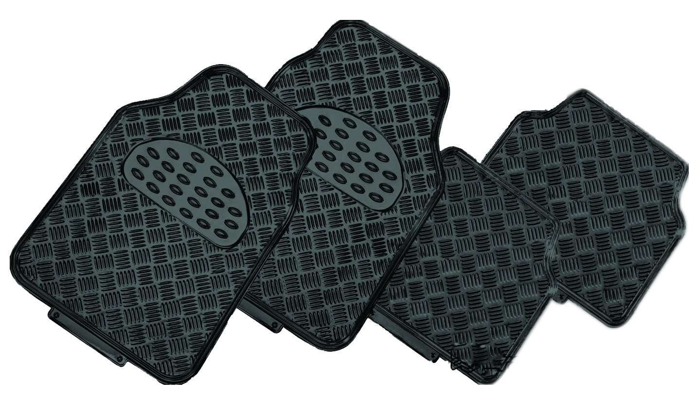 VENOM 4-Piece Car Mat - BLACK [Rubber/Aluminium Look] V121-CMTVENOBLK