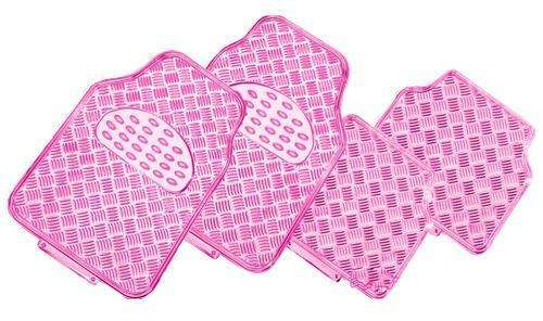 VENOM 4-Piece Car Mat - PINK [Rubber/Aluminium Look] V121-CMTVENOPINK