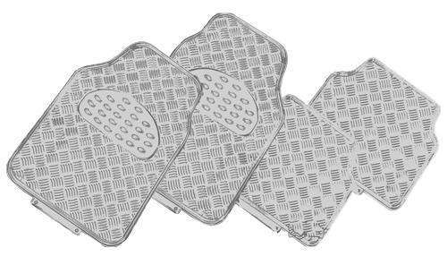 VENOM 4-Piece Car Mat - SILVER [Rubber/Aluminium Look] V121-CMTVENOSIL