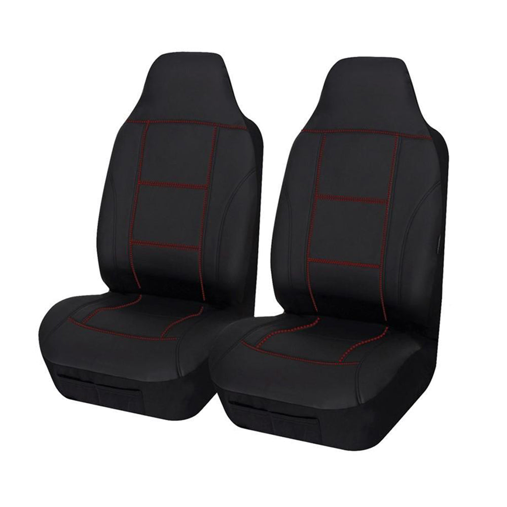Universal Lavish Front Seat Covers Size 60/25 | Black/Red Stitching V121-LAVA2505