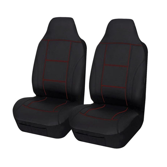 Universal Lavish Front Seat Covers Size 60/25 | Black/Red Stitching V121-LAVA2505