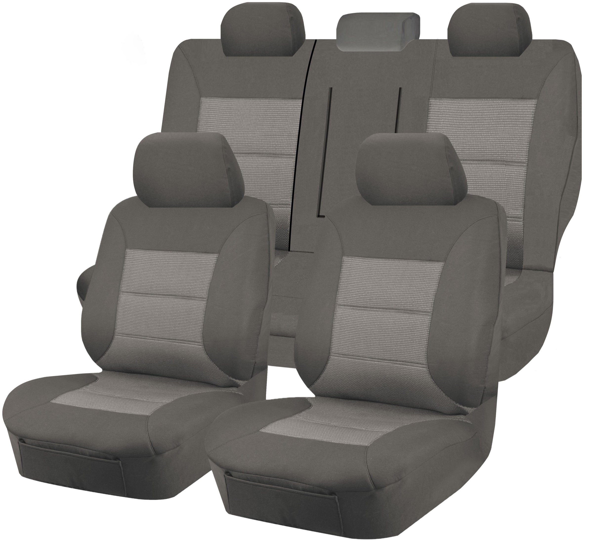Seat Covers for TOYOTA HIACE CREW VAN LWB 02/2019 -ON 2 ROWS PREMIUM GREY V121-PMEACEC107