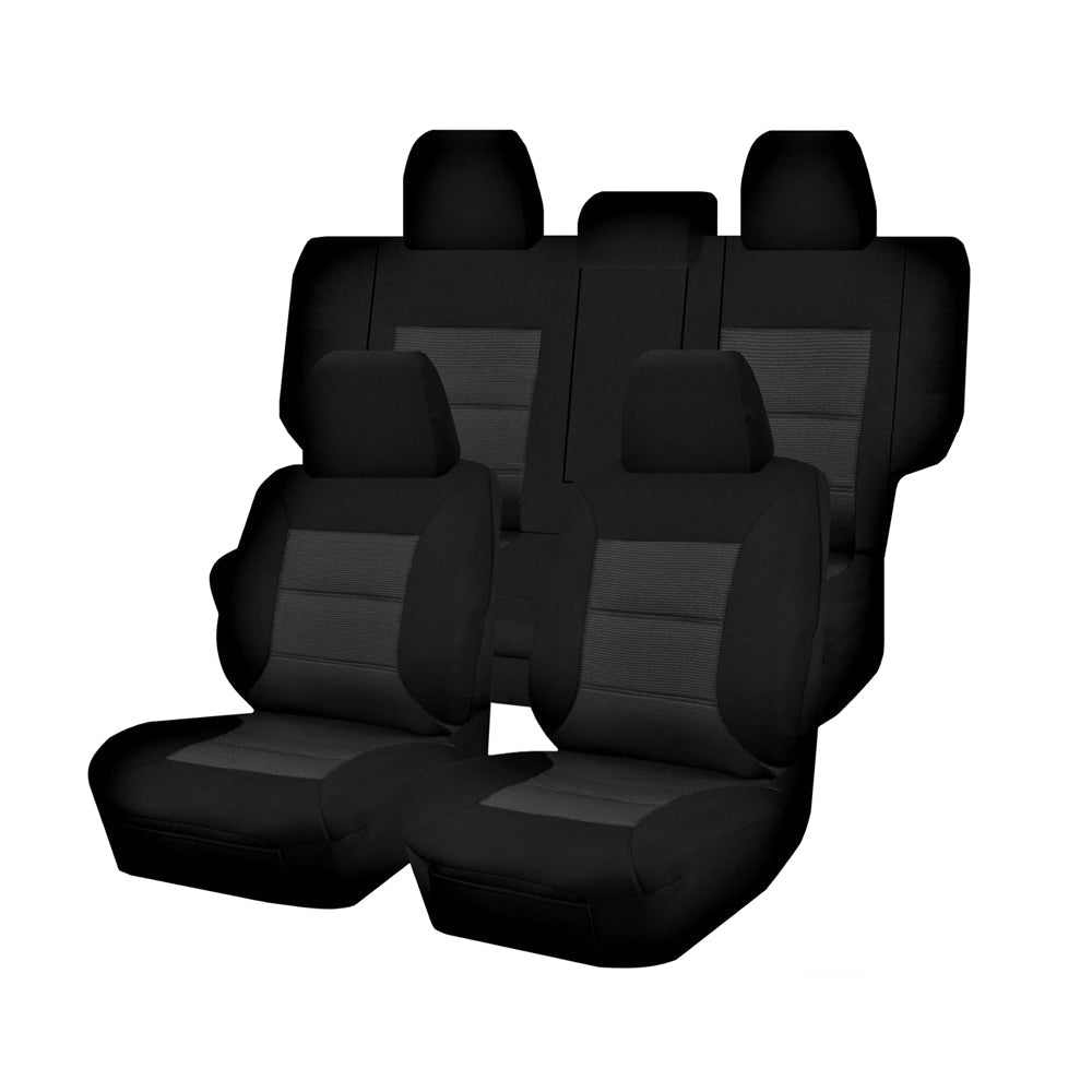 Seat Covers for MITSUBISHI PAJERO NS.NT.NW.NX SERIES 11/2006 - ON LWB 4X4 SUV/WAGON 7 SEATERS FM BLACK PREMIUM V121-PMTMPAJ304
