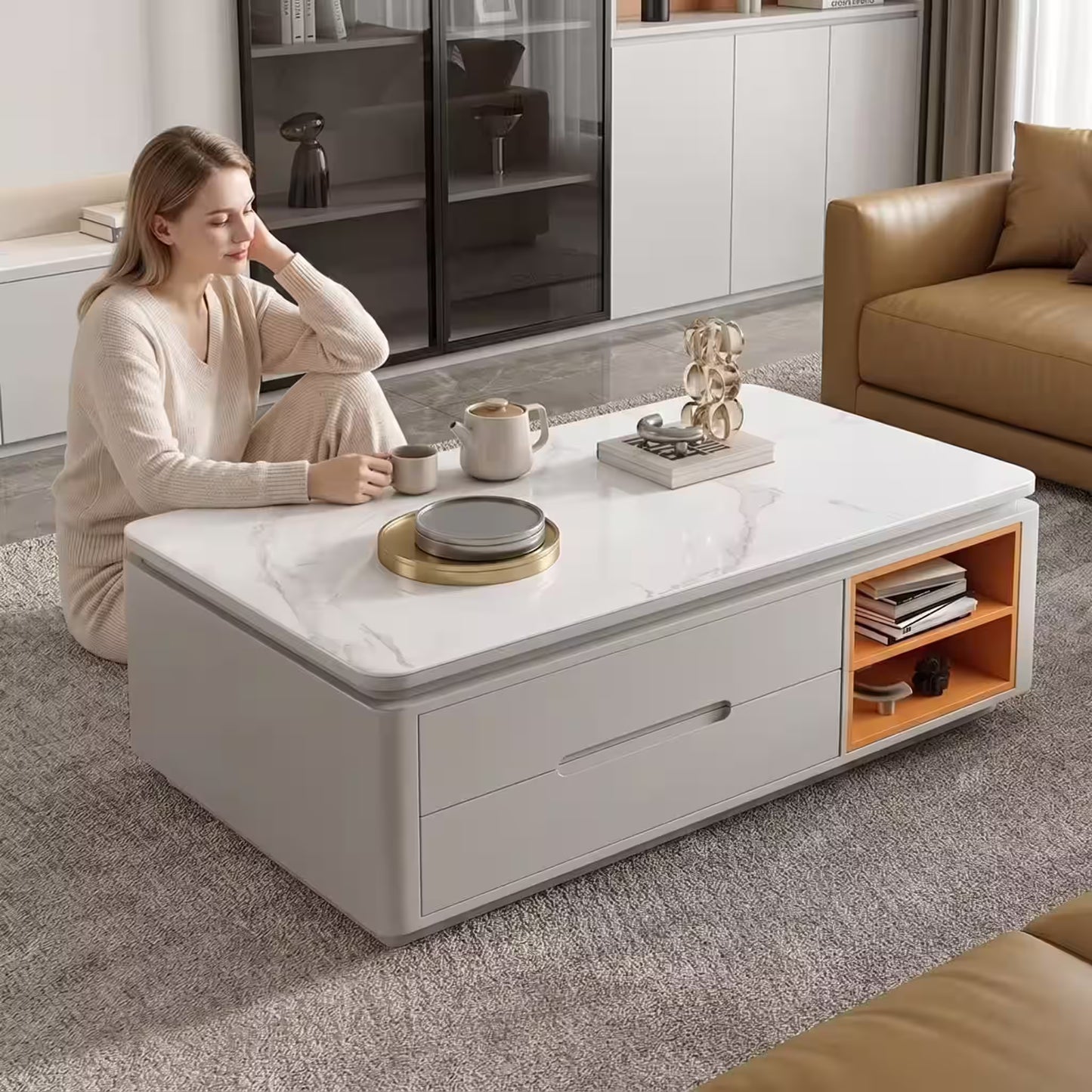 Chinese Light Luxury Minimalist 12mm Sintered Stone Coffee Table V1213-003