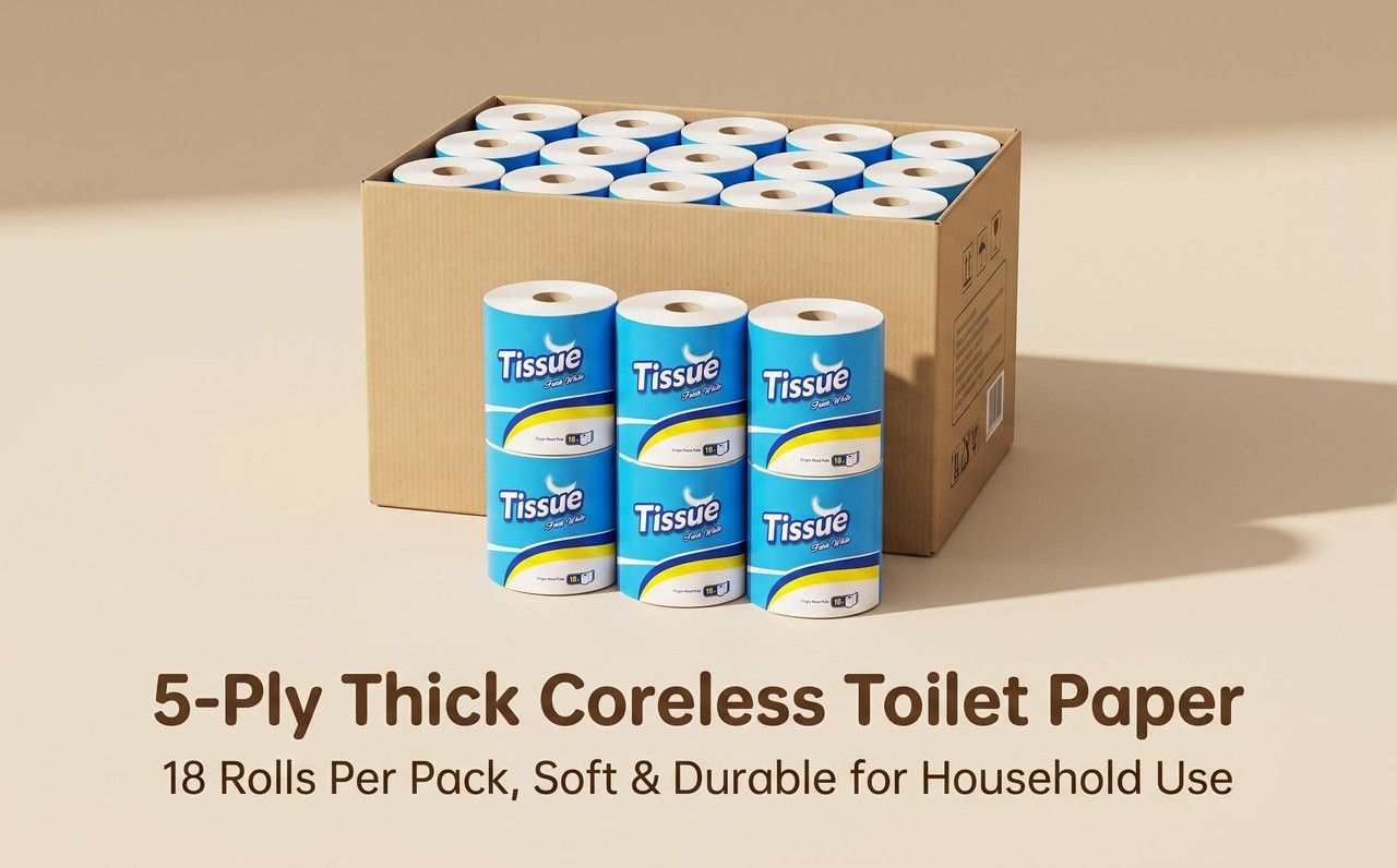 Coreless Toilet Paper, 18 Rolls Per Carton V1213-101