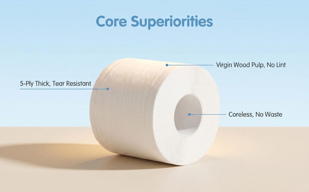 Coreless Toilet Paper, 18 Rolls Per Carton V1213-101