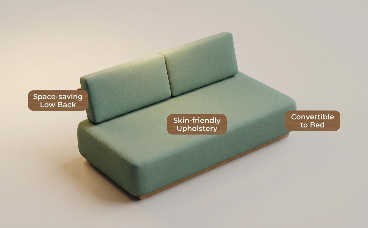 Nordic Minimalist Outdoor 2-Seater Fabric Sofa V1213-130