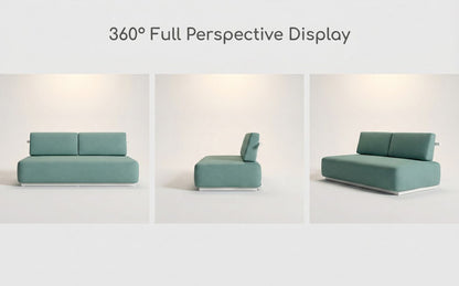 Nordic Minimalist Outdoor 2-Seater Fabric Sofa V1213-130