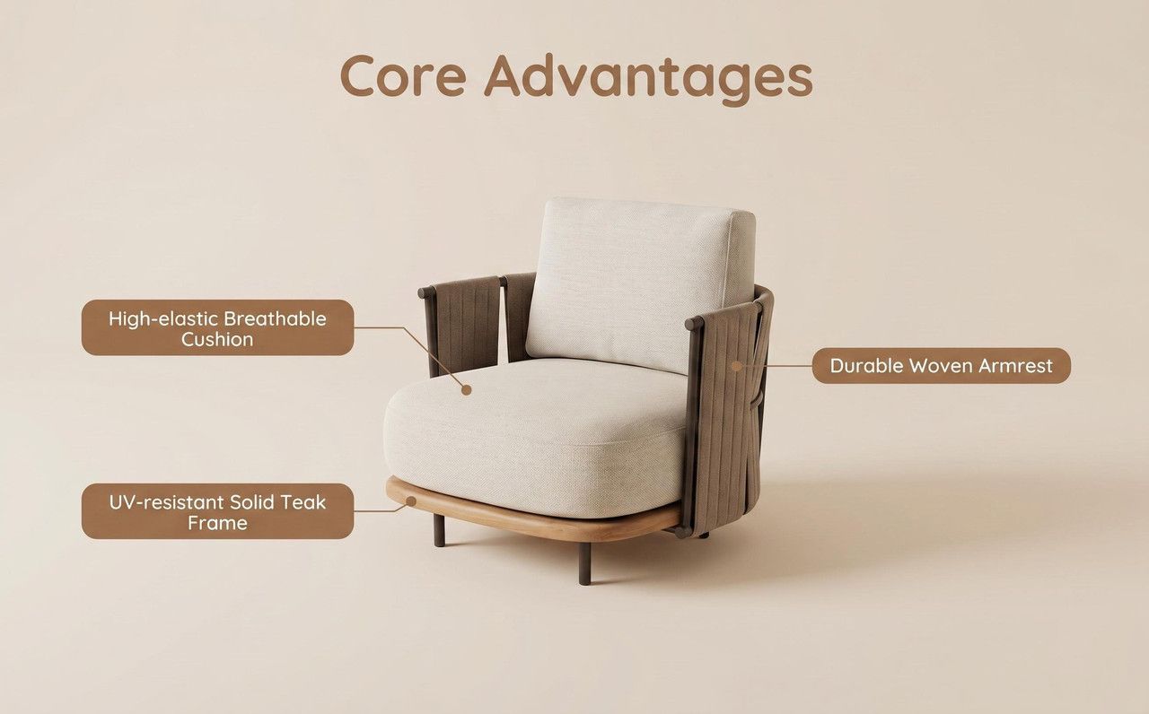 Woven Armrest Single Outdoor Sofa V1213-131