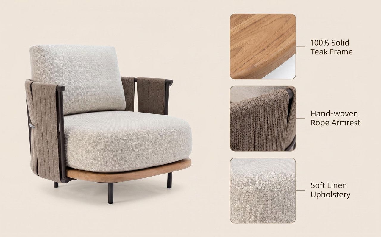 Woven Armrest Single Outdoor Sofa V1213-131
