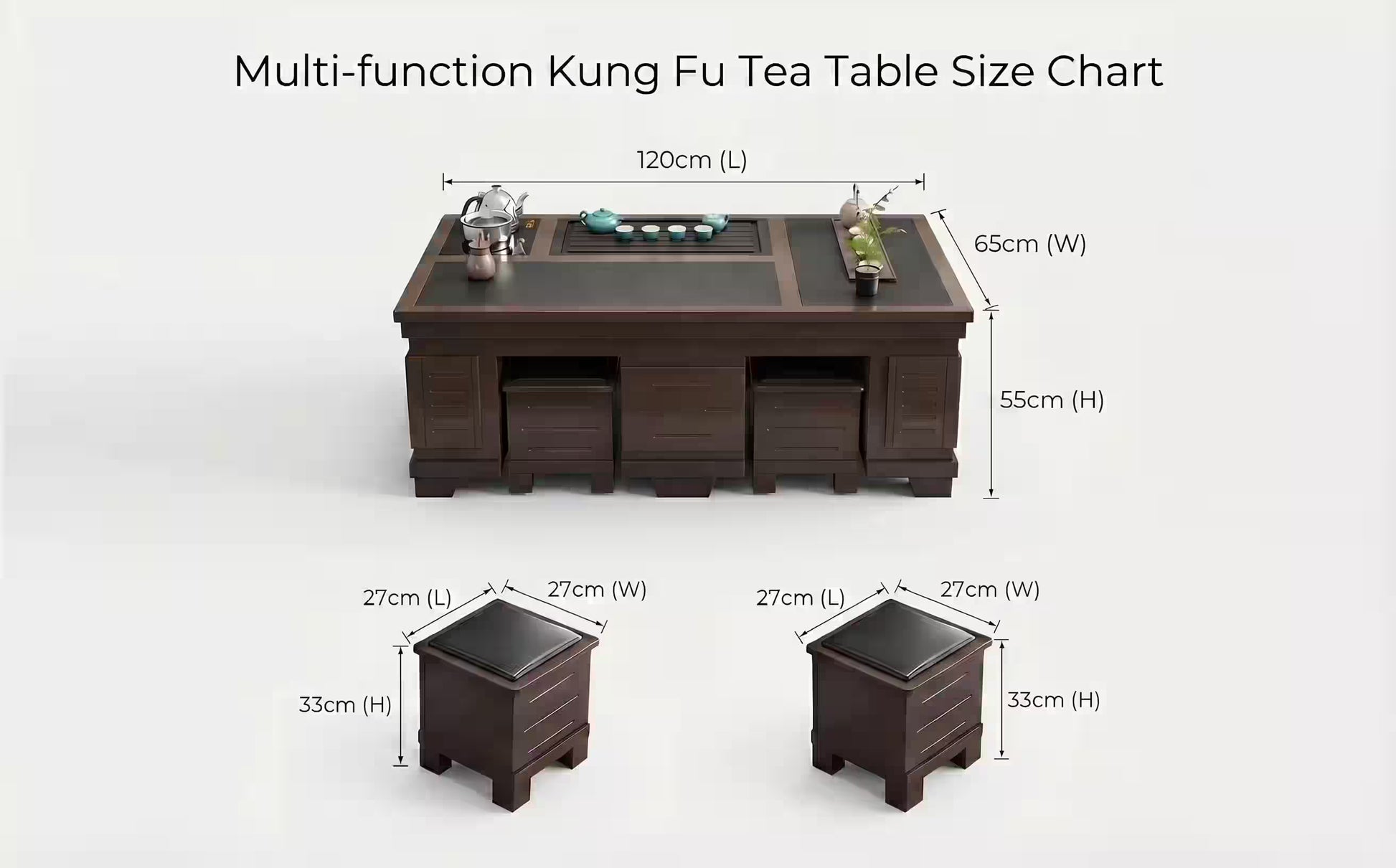 1.2m New Chinese Style Walnut Kung Fu Tea Table V1213-912