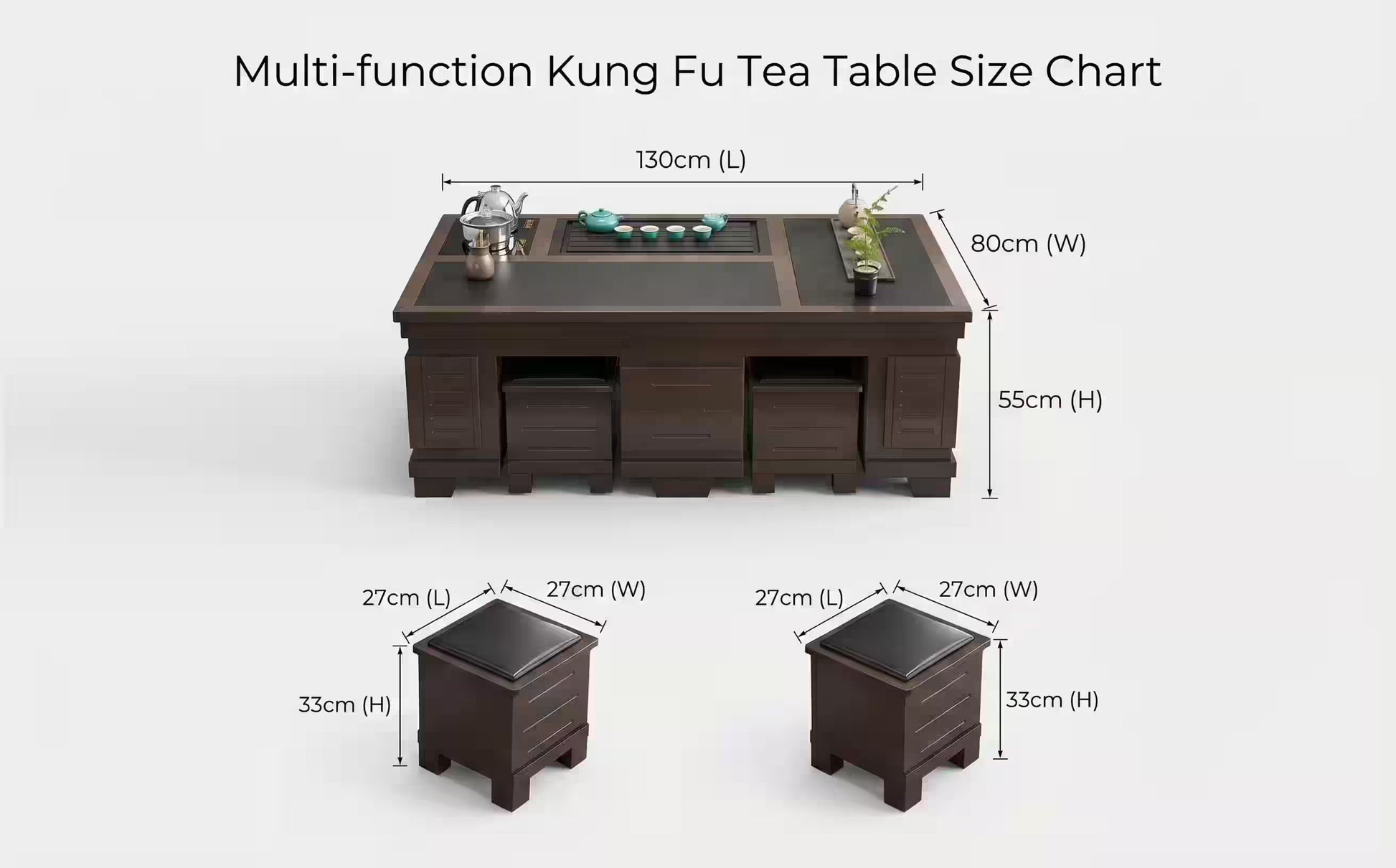 1.3m New Chinese Style Walnut Kung Fu Tea Table V1213-913