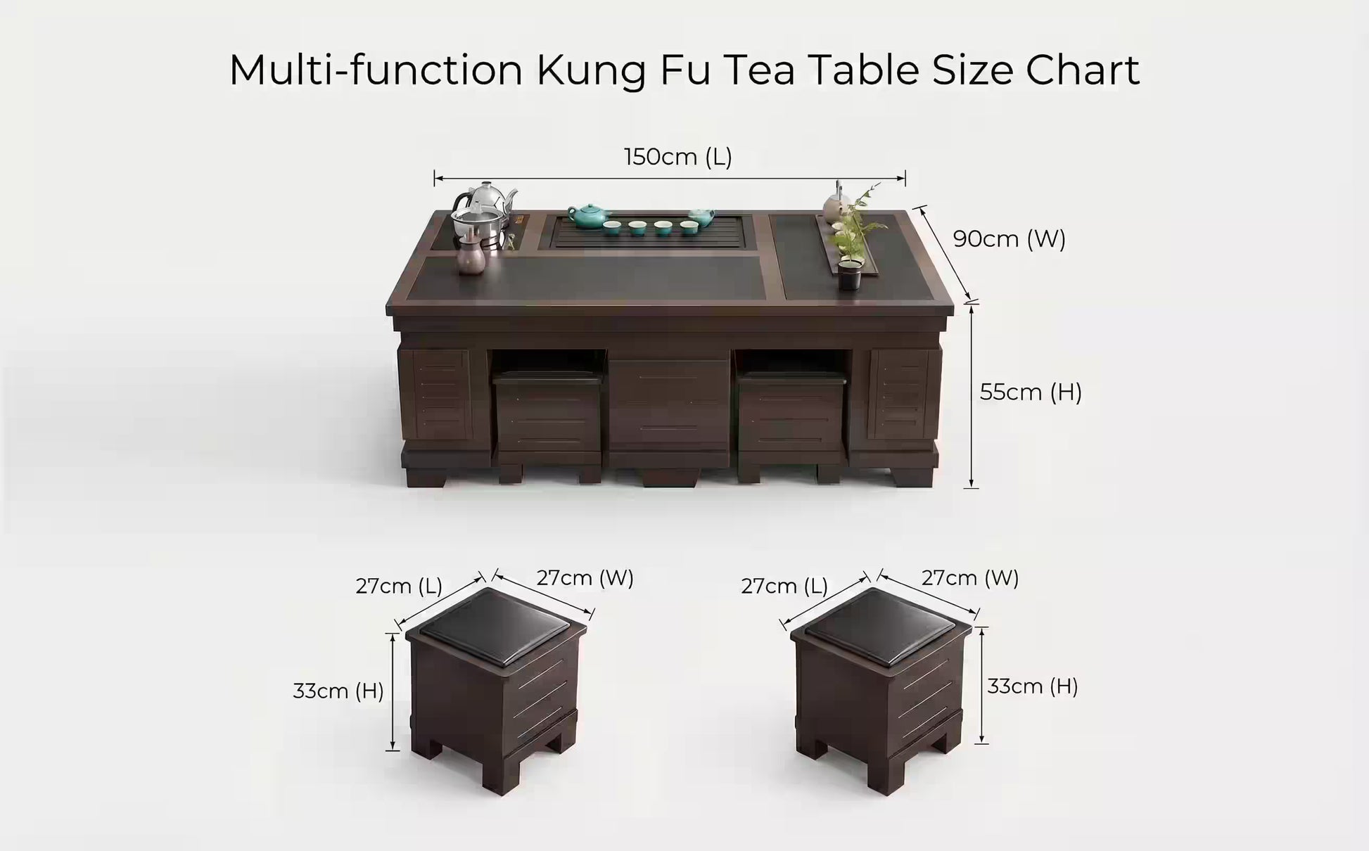 1.5m New Chinese Style Walnut Kung Fu Tea Table V1213-914
