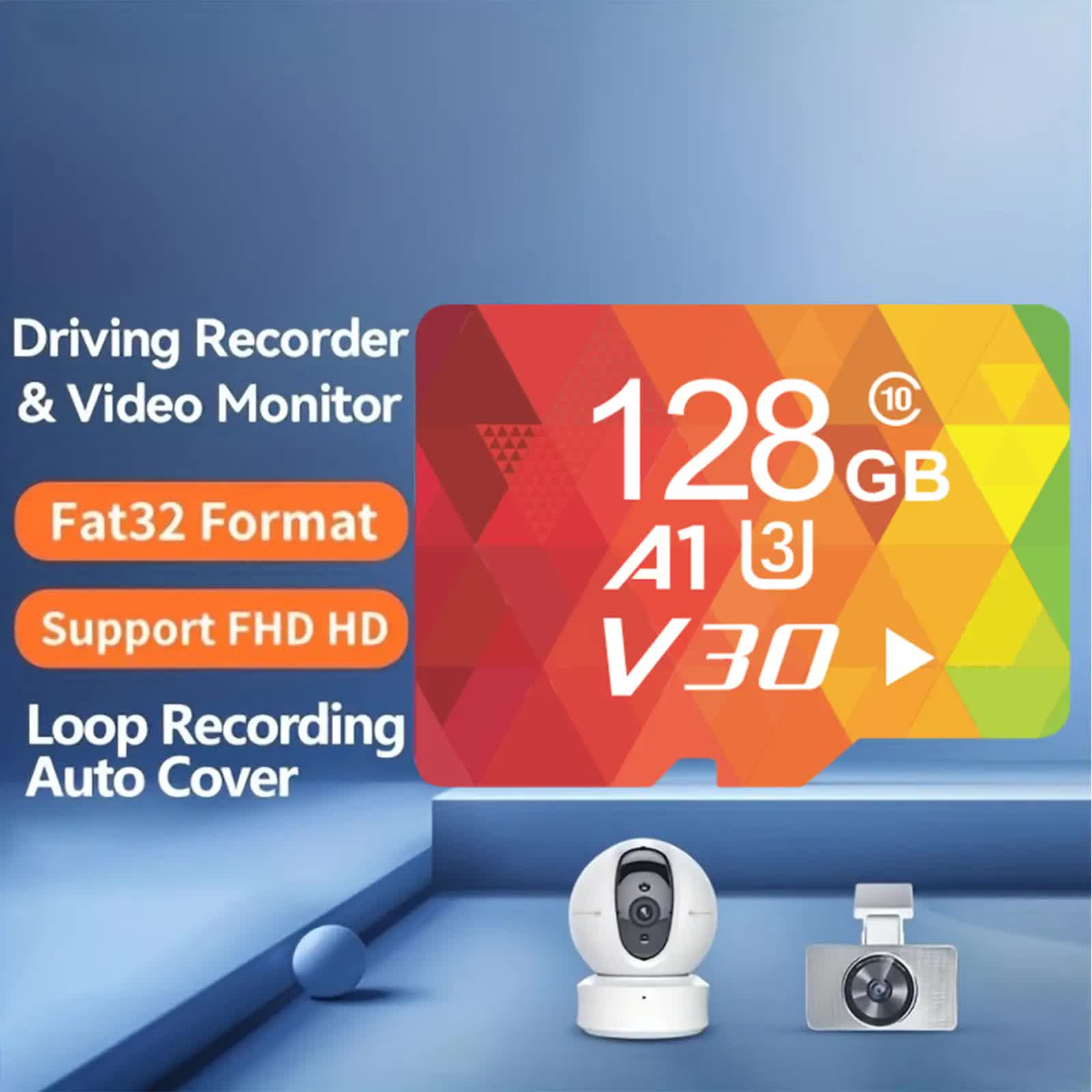 1PCS 128G Memory Cards, U3 A1 Class 10, Up To 100MB/s, Micro SD TF For Security Monitor/Full HD Video V1214-1PCS--128G--MC