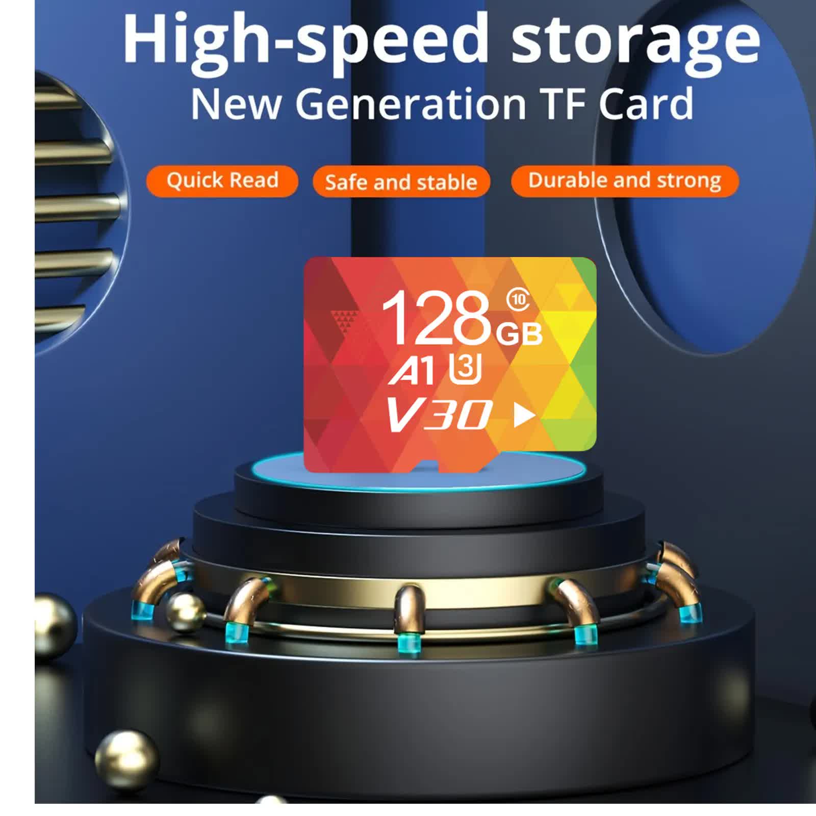 3PCS 128G Memory Cards, U3 A1 Class 10, Up To 100MB/s, Micro SD TF For Security Monitor/Full HD Video V1214-3PCS--128G--MC