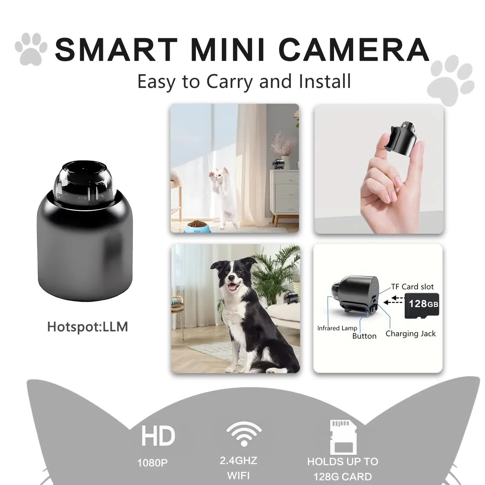 Wireless Surveillance Camera X5 6pcs - 2.4GHz WiFi, night vision, HD, 360 rotation, black. Home/office use, V1214-3PCS-X5JK