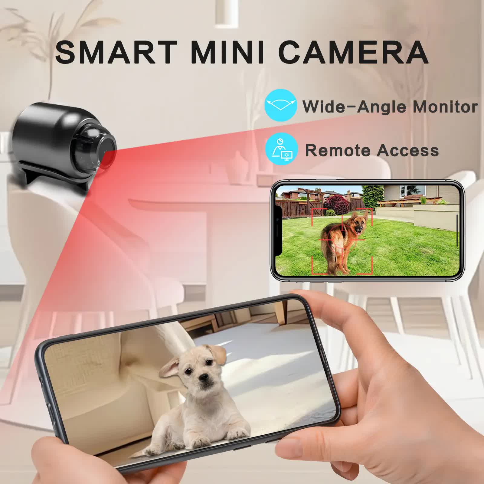 Wireless Surveillance Camera X5 6pcs - 2.4GHz WiFi, night vision, HD, 360 rotation, black. Home/office use, V1214-3PCS-X5JK