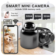3pcs Mini Wireless Surveillance Camera with 2.4G WiFi, HD 1080P, Supports 32GB Cards, Night Vision, Audio, V1214-3PCS-X5JK-32MC