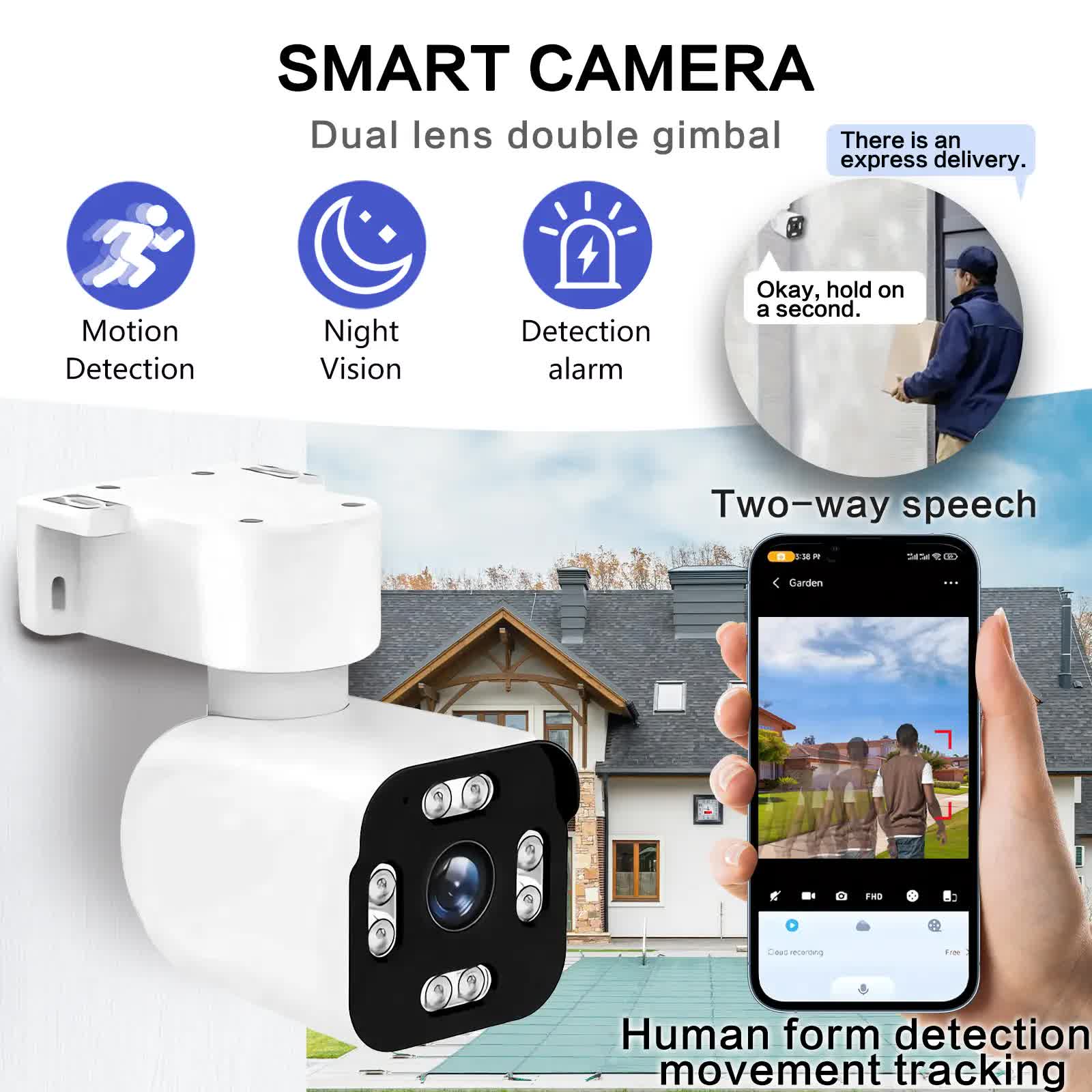 3MPSecurity Cameras for Home, 2.4G Wifi House Surveillance Cameras with Audio And Video, Security Cameras V1214-A6S