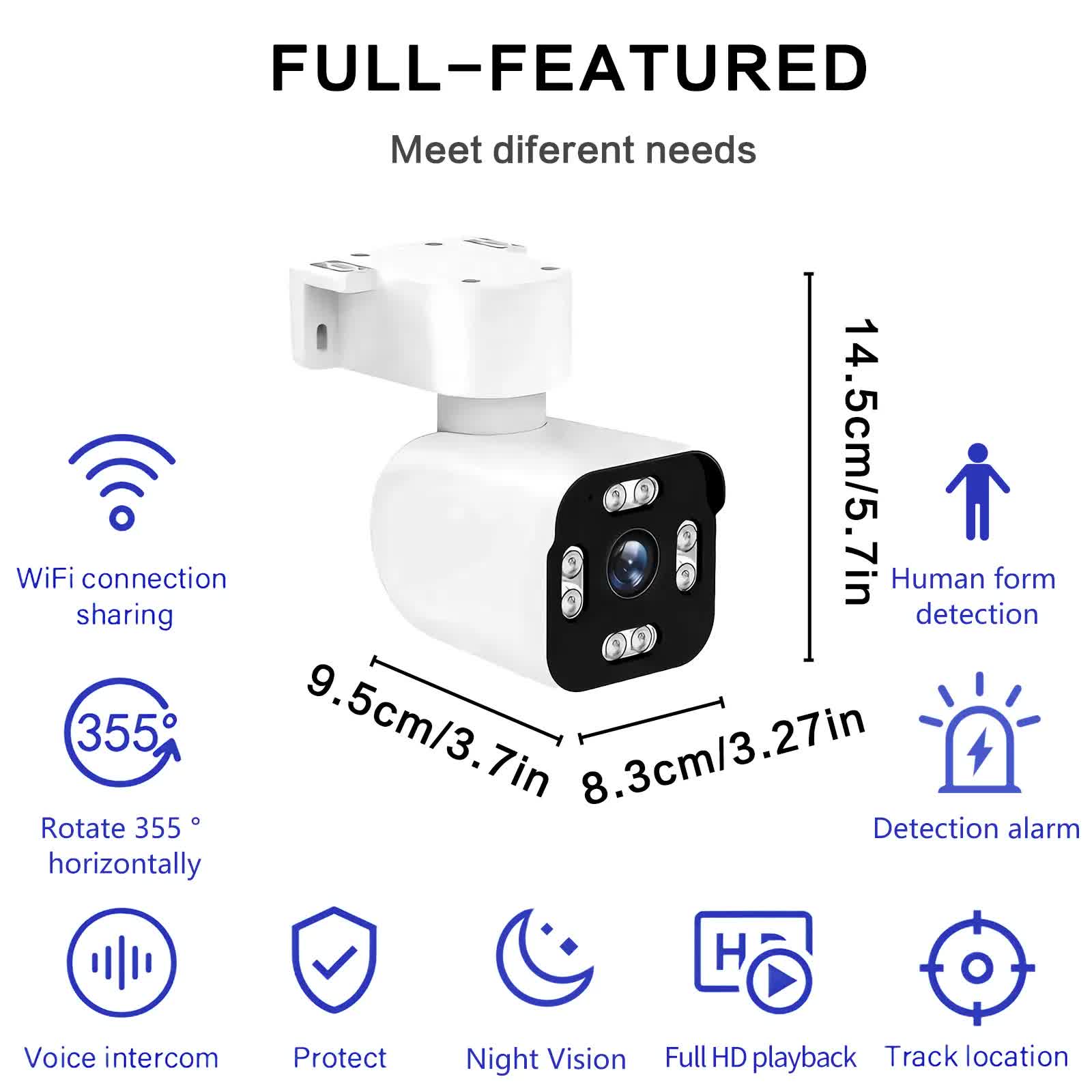 3MPSecurity Cameras for Home, 2.4G Wifi House Surveillance Cameras with Audio And Video, Security Cameras V1214-A6S
