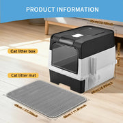 Huge Cat Litter Box Bundle with Free Litter Mat & Scoop,Drawer Type Enclosed Potty, Anti-Splashing Cat Toilet V1214-CAT-BLACK-MAT