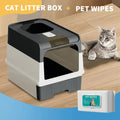 Huge Cat Litter Box Bundle with Free 80 Pet Wipes & Scoop, Drawer Type Enclosed Potty, Anti-Splashing Cat V1214-CAT-BLACK-RA