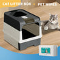 Huge Cat Litter Box Bundle with Free 80 Pet Wipes & Scoop, Drawer Type Enclosed Potty, Anti-Splashing Cat V1214-CAT-BLACK-RA