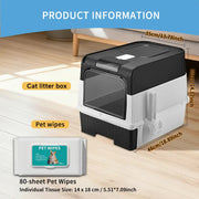 Huge Cat Litter Box Bundle with Free 80 Pet Wipes & Scoop, Drawer Type Enclosed Potty, Anti-Splashing Cat V1214-CAT-BLACK-RA