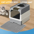 Huge Cat Litter Box Bundle with Free Litter Mat & Scoop,Drawer Type Enclosed Potty, Anti-Splashing Cat Toilet V1214-CAT-GREY-MAT
