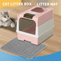 Huge Cat Litter Box Bundle with Free Litter Mat & Scoop,Drawer Type Enclosed Potty, Anti-Splashing Cat Toilet V1214-CAT-PINK-MAT