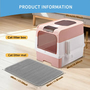 Huge Cat Litter Box Bundle with Free Litter Mat & Scoop,Drawer Type Enclosed Potty, Anti-Splashing Cat Toilet V1214-CAT-PINK-MAT