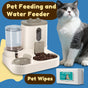 2-in-1 Automatic Pet Feeder Water Dispenser, Large Capacity Cat Dog Food Bowl with Auto Refill, Anti-clog Dry V1214-S-GREY-WET