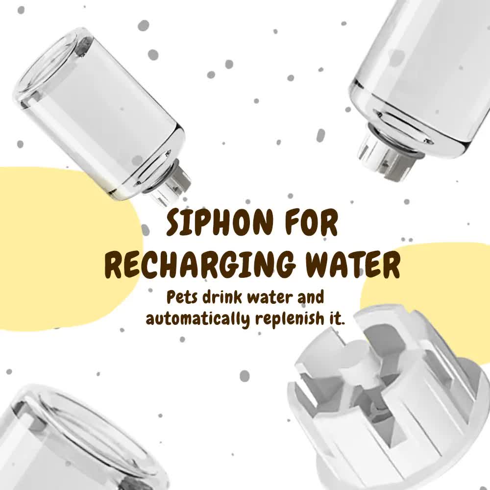 2-in-1 Automatic Pet Feeder Water Dispenser, Large Capacity Cat Dog Food Bowl with Auto Refill, Anti-clog Dry V1214-S-GREY-WET