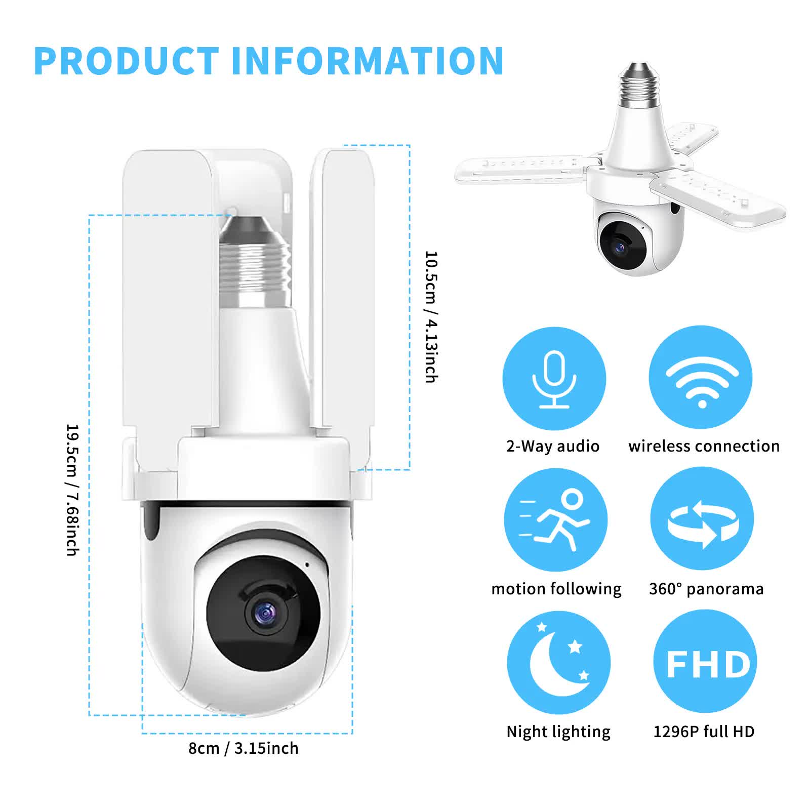 3MP dual lens security camera, suitable for home indoor and outdoor use, full-color high-definition night V1214-T23-1